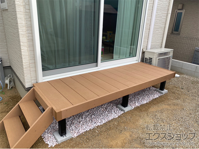 大阪府堺市ののウッドデッキ マージウッドデッキ＋ステップ Sタイプ(2段) 施工例