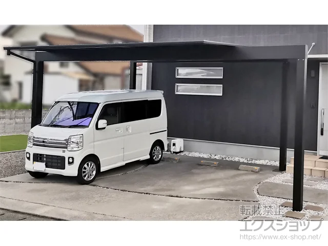 愛媛県松山市のYKKAPのカーポート エフルージュ ツイン FIRST 積雪～20cm対応*梁延長（水下側のみ/8m以下） 施工例