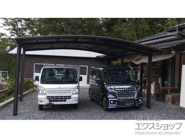 宮崎県西臼杵郡高千穂町のLIXIL(リクシル)のカーポート ネスカR (ラウンドスタイル) ワイド 積雪～20cm対応 施工例