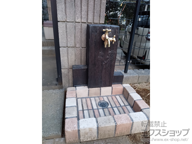 千葉県四街道市のの立水栓・ガーデンシンク 立水栓ユニット ウッドクリートタイプ#02 施工例