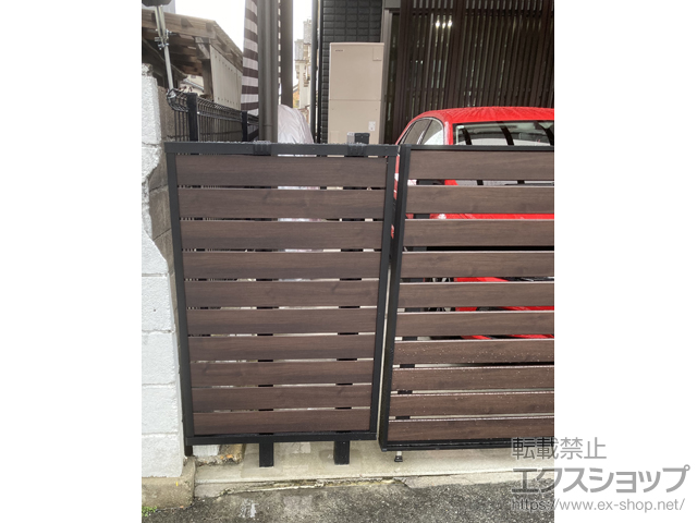 奈良県奈良市ののフェンス・柵 フェンスAB YS3型 横スリット3 複合色 2段支柱(パネル1段) 施工例