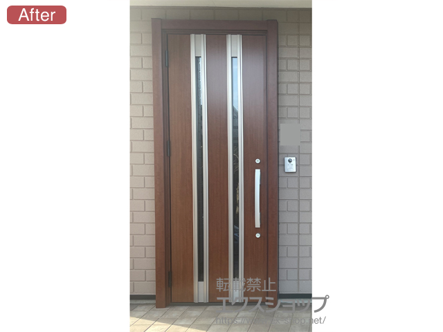 千葉県山武市のLIXIL リクシル（トステム）の玄関ドア リシェント玄関ドア3 M24型 断熱K4仕様 片開き仕様(ランマ無)外観右吊元 ※手動仕様 施工例