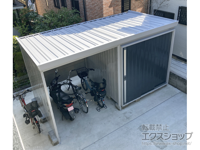 神奈川県川崎市のの物置・屋外倉庫 FORTAウィズ 多雪型 4420×2210×2385 右扉タイプ（FW-22K+2222H） FW-22K+2222H-CG 施工例