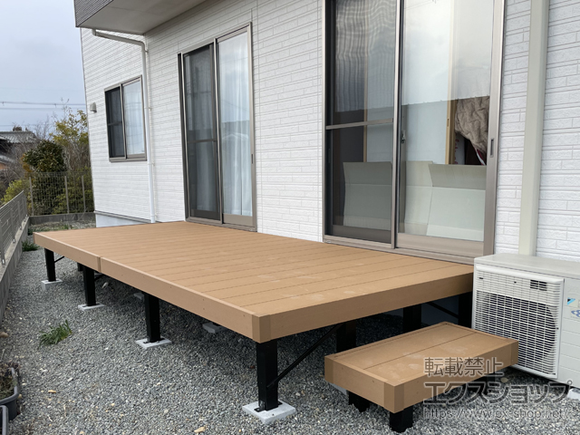 兵庫県小野市ののウッドデッキ リウッドデッキ 200+独立式リウッドステップ2型（1段）×2セット 施工例