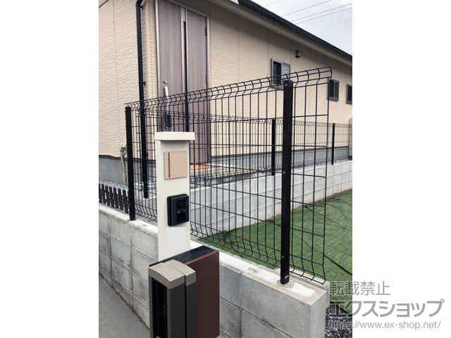 岡山県岡山市ののフェンス・柵 イーネットフェンス 2F型 自由柱施工 施工例