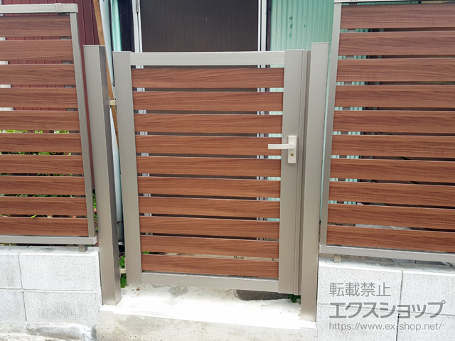神奈川県横浜市のの門扉 開き門扉AB ウッディYS3型 片開き　柱使用 施工例