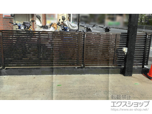 大阪府枚方市ののフェンス・柵 シンプレオ フェンスYS1型 横太格子　自由柱施工 施工例
