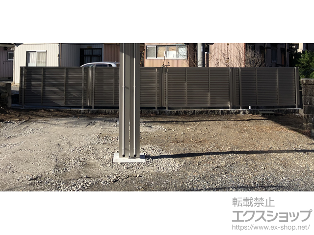 福島県いわき市ののフェンス・柵 シンプレオ フェンスYL1型 横ルーバー 自由柱施工 施工例