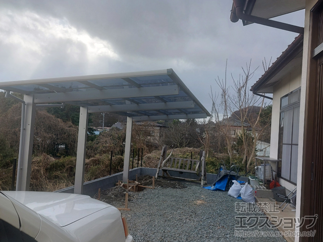 福島県二本松市ののカーポート プレシオスポート フラット型 奥行延長セット 1.5台用 積雪〜20cm対応 施工例