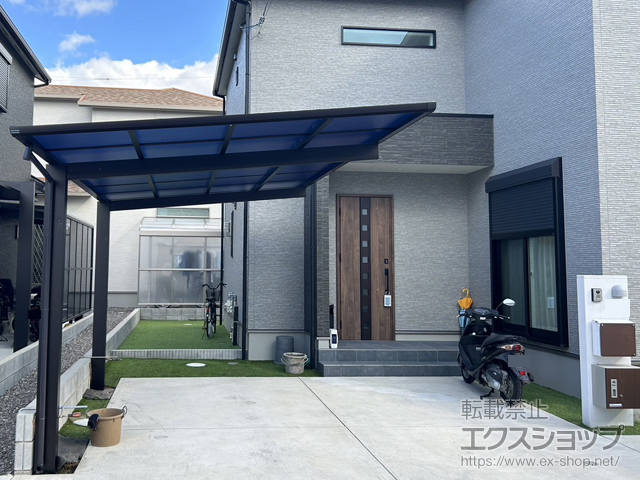 大阪府岸和田市ののカーポート プレシオスポート フラット型 1台用 積雪〜20cm対応 施工例