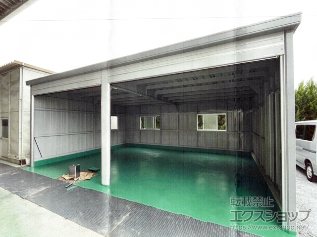 栃木県佐野市のの倉庫・ガレージ GRN-3662JL-2-SG ガレーディア 一般型 7260×6275×2960 ジャンボ GRN-3662JL-2＋ガラス窓 施工例
