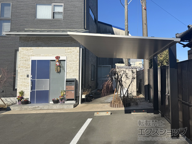 静岡県浜松市ののカーポート プレーンルーフ 600タイプ 1台用 単体セット 積雪〜20cm対応 施工例