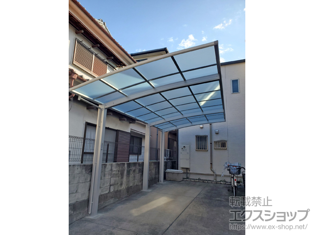 大阪府茨木市ののカーポート アリュース 600タイプ 1台用 奥行延長セット 積雪〜20cm対応 施工例