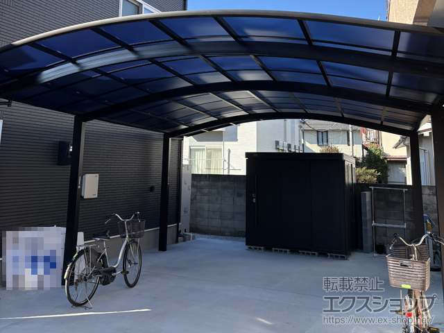 東京都調布市ののカーポート アリュース 600タイプ 2台用 奥行延長セット 積雪〜20cm対応 施工例