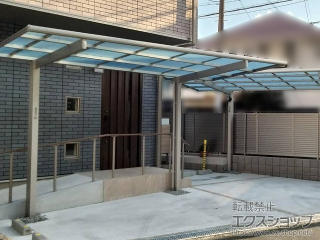 大阪府豊中市ののカーポート エフルージュ FIRST 600タイプ 1台用 積雪〜20cm対応*前枠斜め切詰 施工例