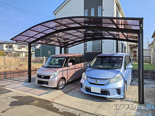 茨城県つくば市ののカーポート アリュース 600タイプ 2台用 積雪〜20cm対応 施工例