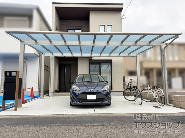 愛知県一宮市のYKKAPのカーポート エフルージュ FIRST 600タイプ 2台用 積雪～20cm対応 施工例