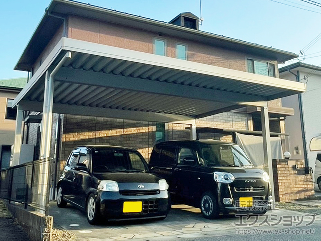 京都府綾部市ののカーポート ジーポートPro 積雪50cm対応 2台用 4本柱 施工例
