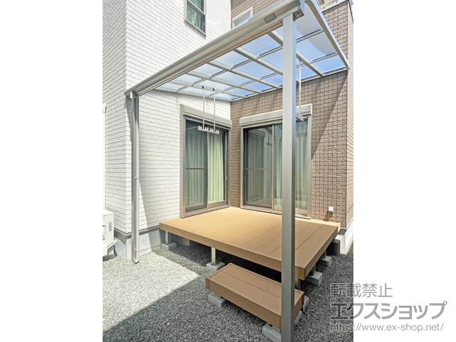 静岡県富士市ののテラス屋根 ソラリア R型 テラスタイプ 単体 積雪〜20cm対応＋吊り下げ式固定物干し 施工例