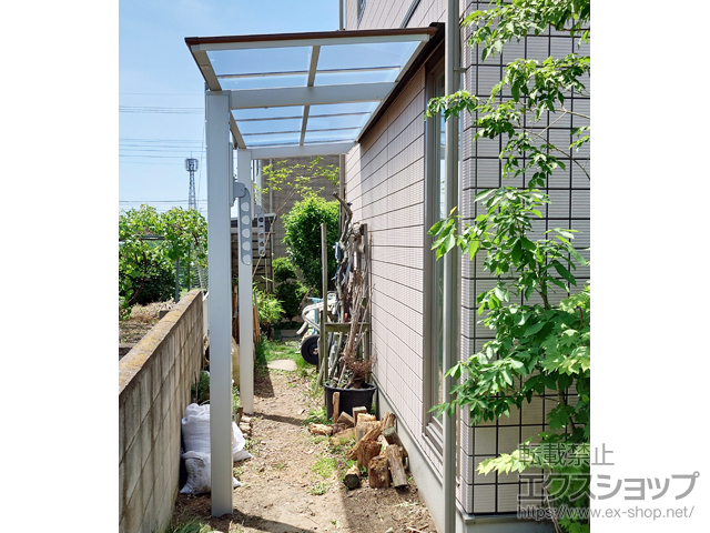 群馬県前橋市ののテラス屋根 フーゴF 独立テラスタイプ 単体 複合色 積雪〜20cm対応＋物干しセット 施工例