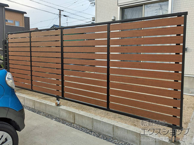 岐阜県岐阜市ののフェンス・柵 ルシアスフェンスF04型 横板 複合色 自由柱施工 施工例