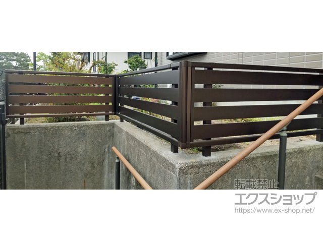 兵庫県西宮市ののフェンス・柵 シンプレオフェンスSY1F型 横スリット 自由柱施工 施工例