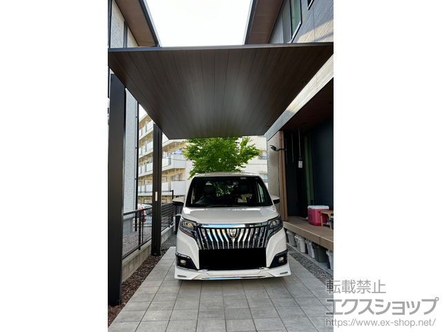 福岡県福岡市ののカーポート カーポートSC 複合色 積雪〜20cm対応+着脱式サポート 2本入 施工例