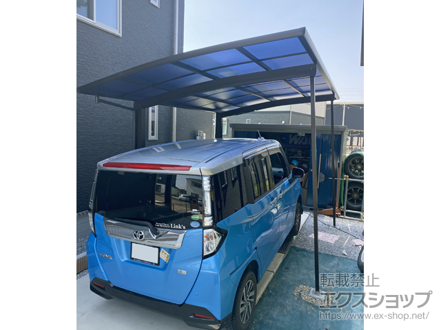 埼玉県幸手市ののカーポート プレシオスポート 積雪〜20cm対応＋着脱式サポート柱 施工例