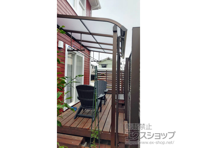 千葉県千葉市ののテラス屋根 プレシオステラスII R型 テラスタイプ 単体 積雪〜20cm対応＋吊り下げ式物干し　標準タイプ 施工例