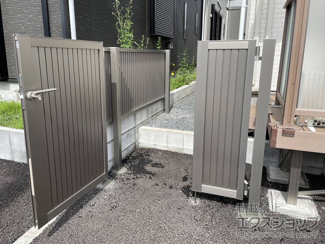 千葉県成田市のの門扉 開き門扉AB TM1型 親子開き 柱使用 施工例