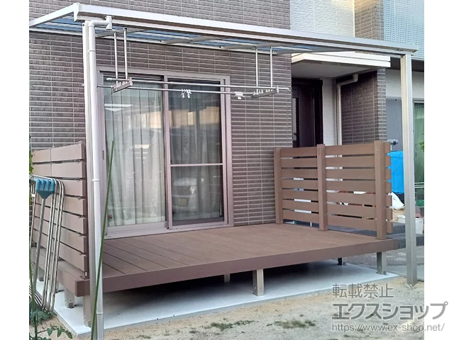 山口県山口市のYKKAPのテラス屋根 ソラリア F型 テラスタイプ 単体 積雪～20cm対応+吊り下げ式固定物干し 施工例