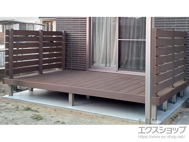 山口県山口市ののウッドデッキ、テラス屋根 リウッドデッキ 200+リウッドデッキフェンス3型<横スリット> 施工例