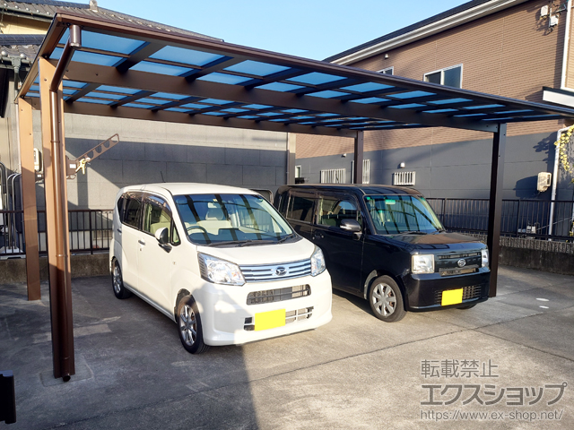 愛知県高浜市ののカーポート エフルージュ ツイン FIRST 積雪〜20cm対応＋水平式物干し 施工例