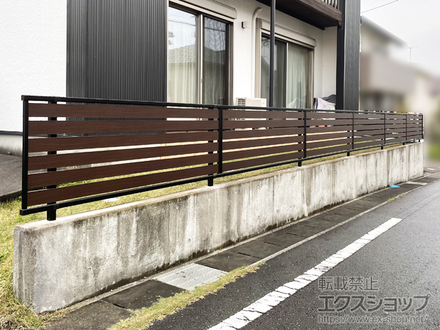 静岡県浜松市ののフェンス・柵 モクアルフェンス 横板タイプ 自由柱施工 施工例
