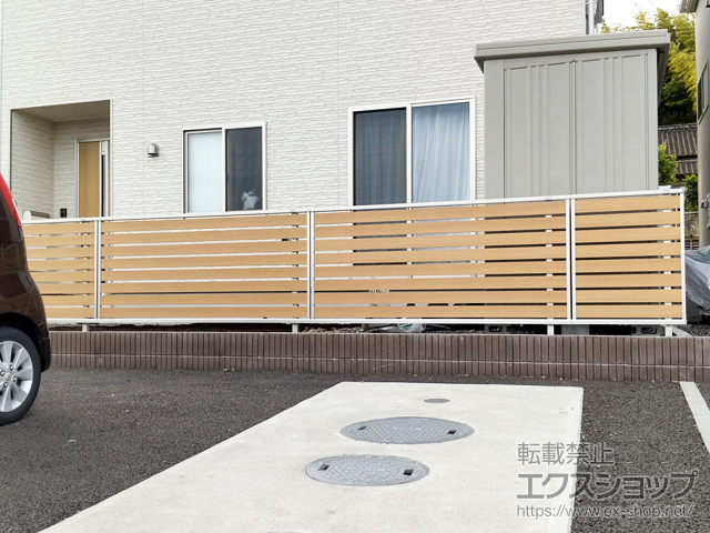 宮城県遠田郡涌谷町ののフェンス・柵 ルシアスフェンスF04型 横板 複合色 自由柱施工 施工例