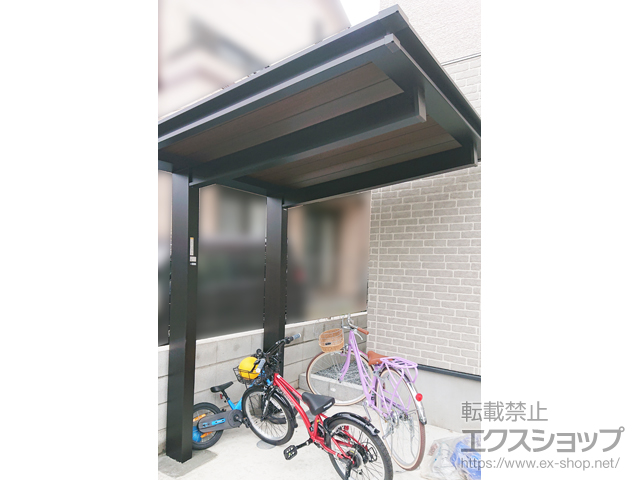 千葉県流山市ののサイクルポート・駐輪場 ルシアスサイクルポート カームブラック+木調色 積雪〜25cm対応 施工例