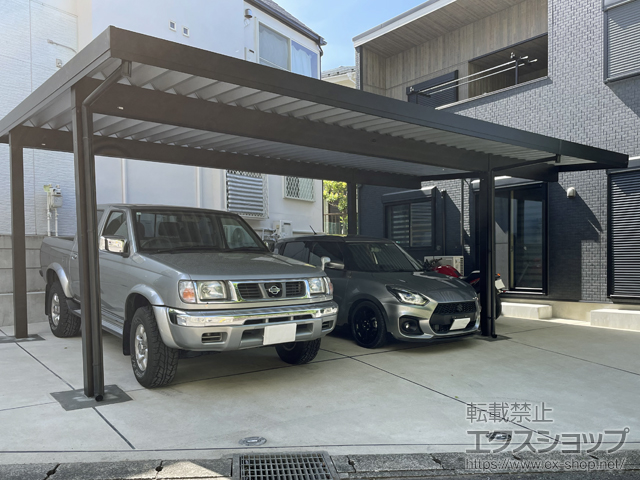 神奈川県横浜市ののカーポート ジーポートPro 積雪50cm対応 2台用 間口延長 4本柱 施工例