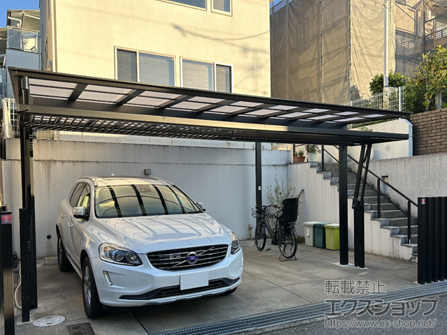 兵庫県芦屋市ののカーポート ネスカF (フラットスタイル) ワイド 積雪〜20cm対応 施工例