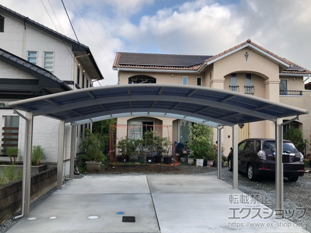 山梨県南アルプス市ののカーポート アリュース 600タイプ 2台用 奥行延長セット 積雪〜20cm対応 施工例