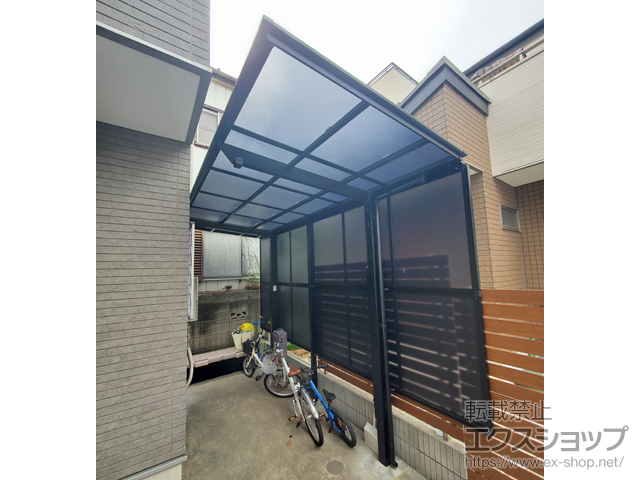 埼玉県和光市ののサイクルポート・駐輪場 フーゴFミニ (フラットスタイル) 積雪〜20cm対応＋サイドパネル 施工例