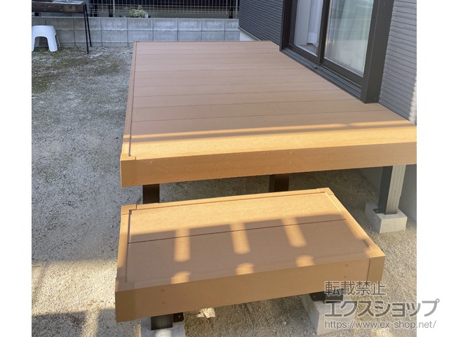 福岡県福岡市ののウッドデッキ リウッドデッキ 200＋独立式リウッドステップ2型（1段） 施工例