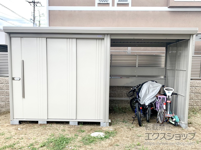 大阪府堺市のの物置・屋外倉庫 Mr.ストックマン プラスアルファ 一般型 4047×1590×2110（物置幅2,200mm） TP-40R15-W 施工例