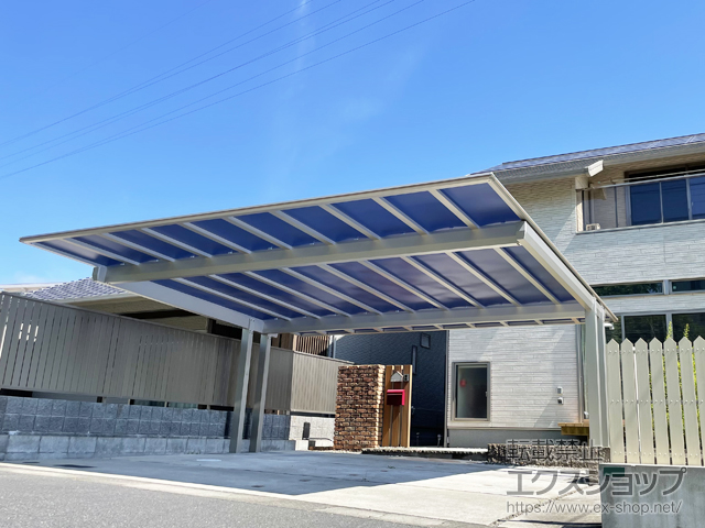 大分県大分市ののカーポート エフルージュ FIRST EX 600タイプ 2台用 後方支持 複合色 積雪〜20cm対応 施工例