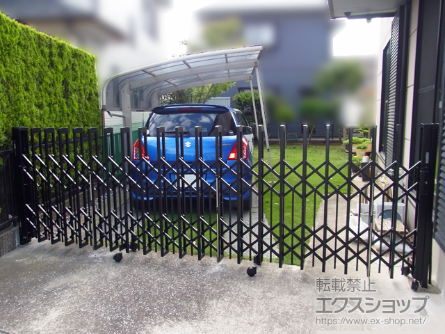 千葉県木更津市ののカーゲート トリップゲートII P型 ペットガード付き ノンレール 片開き 41S 施工例