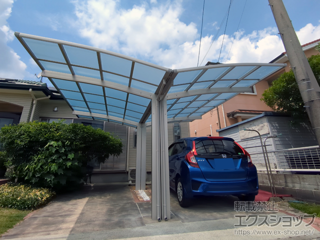 福岡県八女郡広川町ののカーポート アリュース 600タイプ Y合掌セット（2台用）積雪〜20cm対応 施工例