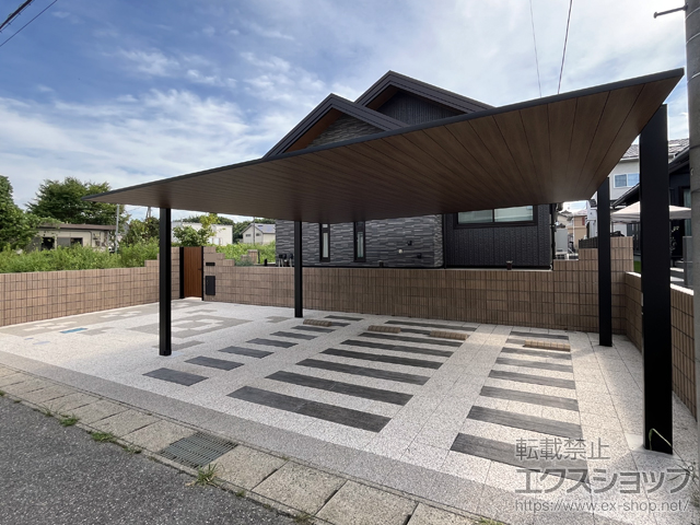 栃木県鹿沼市ののカーポート カーポートSCワイド 複合色 積雪〜20cm対応 施工例