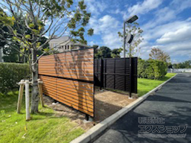 東京都世田谷区ののフェンス・柵 モクアルフェンス 目隠しタイプ 2段支柱 自立建て用 施工例