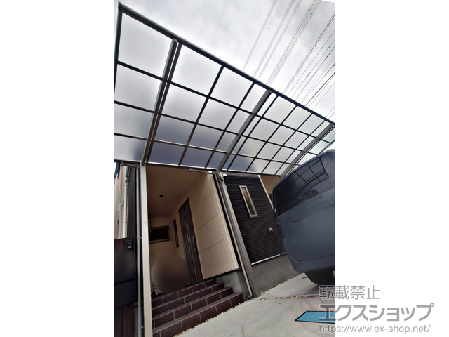 埼玉県上尾市ののカーポート アリュース 600タイプ 1台用 奥行延長セット 積雪〜20cm対応 施工例