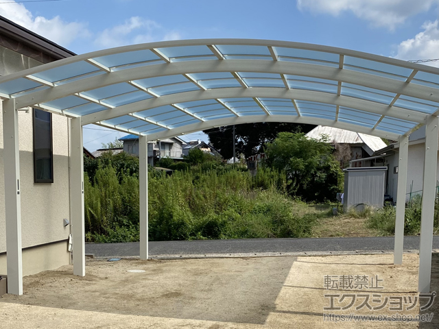 岡山県笠岡市ののカーポート アリュース 600タイプ 2台用 奥行延長セット 積雪〜20cm対応 施工例