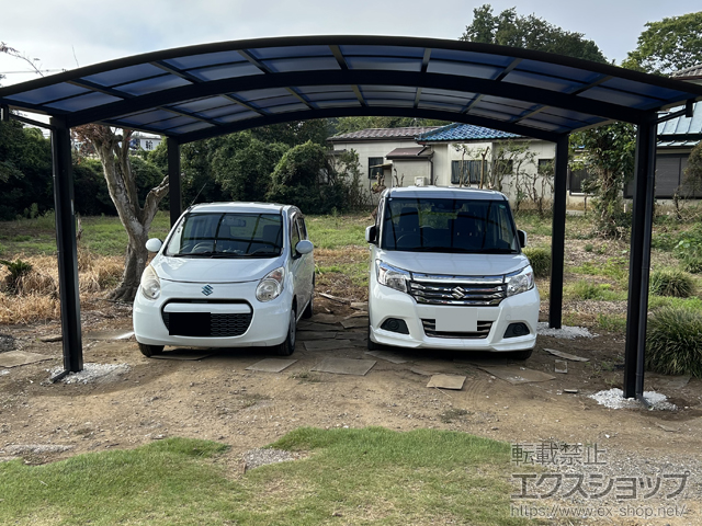 千葉県白井市ののカーポート プレシオスポート アール型 2台用 積雪〜20cm対応 施工例